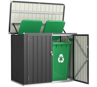 Outsunny Cache Poubelle Extérieur 1,2 m² pour 2 Poubelles 150x80x117cm | Abri de Jardin en Acier Galvanisé, Double Porte à Serrures, Couvercle Relevable à Charnière, Rangement pour Vélo, Outils