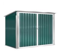Outsunny Cache Poubelle Extérieur en Acier Galvanisé pour 2 Poubelles, Double Porte, Couvercle Pneumatique, 180x108x130cm, Vert