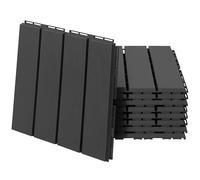 Outsunny Caillebotis - Dalles terrasse - Lot de 9 - emboîtables, Installation très Simple - Petits Carreaux Composite Plastique Imitation Bois Noir