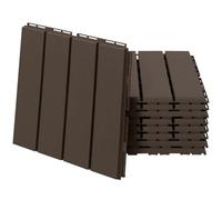 Caillebotis - Outsunny - dalles terrasse lot de 9 emboîtables imitation bois chocolat - plastique - 30x30cm - chocolat
