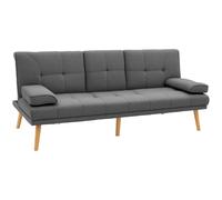 Outsunny Canapé 3 Places Convertible Lin Gris Foncé Dossier Réglable Design Scandinave Aosom France