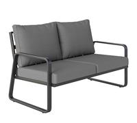 Outsunny Canapé de Jardin 2 Places avec Coussins Épais, Housses Amovibles et Accoudoirs Modernes, Salon de Jardin Capacité 240 kg, Canapé d'Extérieur pour Balcon, Gris Clair