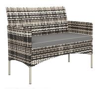 Outsunny Canapé de jardin 2 places en résine tressée avec coussins canapé d'extérieur avec accoudoirs 115 x 63 x 85 cm gris clair