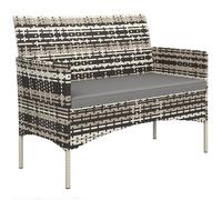 Outsunny Canapé de Jardin 2 Places en résine tressée avec Coussins, canapé d'extérieur avec accoudoirs, Cadre en Acier pour Balcon, Porche, Jardin, Gris Clair
