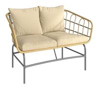 Outsunny Canapé de Jardin 2 Places en Résine Tressée - Salon de Jardin Extérieur avec Coussins Épais Anti-Glisse - Banquette de Balcon et Terrasse en Rotin Design pour Mobilier de Jardin, Marron