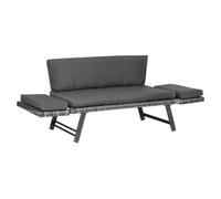 Outsunny Canapé de Jardin 2 Places en Rotin Mobilier de Jardin Sofa de Salon Banquette de Jardin Lit de Jardin Pliable Accoudoirs en Acier Gris 129 x 63 x 67 cm