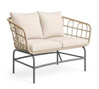 Outsunny Canapé de Jardin 2 Places Résine Tressée Marron | Coussins Épais Anti-glisse, Salon Extérieur, Banquette de Balcon et Terrasse en Rotin Design, pour Mobilier de Jardin
