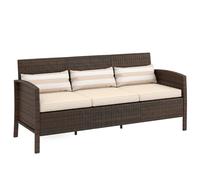 Outsunny Canapé d'extérieur 3 places en rotin PE, canapé d'extérieur avec coussins rembourrés et déhoussables, pour jardin, patio et terrasse, 173x68x78 cm, marron et kaki