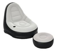 Outsunny Canapé Gonflable et Repose-Pieds, Fauteuil Gonflable extérieur et Pouf avec Tissu Aspect Peluche Doux et Porte-gobelet, pour Camping, Jeux, Lecture et visionnage de Films, Gris