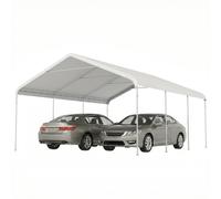 Outsunny Carport 5x6 m, garage portable, structure en acier galvanisé pour voitures/camions, Crème