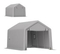Outsunny Carport tente de garage 3 x 5,2 m, abri voiture extérieur carport pour voiture avec porte enroulable amovible gris