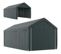 Outsunny Carport tente de garage 3 x 6 m, abri voiture extérieur, parois latérales amovibles, 2 portes zippées enroulables, gris