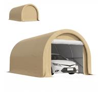 Outsunny Carport Tente de Garage 5 x 3 x 2,4 m Abri Voiture Extérieur Beige | Tente de Stockage, Porte Enroulable Zippée, Acier Galvanisé, PE Haute Densité 190 g/m²