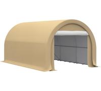 Outsunny Carport tente de garage 5 x 3 x 2,4 m, abri voiture extérieur, tente de stockage avec porte enroulable zippée, acier galvanisé, PE haute densité 190 g/m², beige