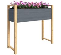 Outsunny Carré Potager avec Pieds en Bois Surélevé 98 x 37 x 90 cm Gris | Jardinière Extérieure, Grande Taille, 4 Trous de Drainage, Tissu Non Tissé, pour Légumes, Fleurs