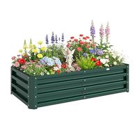 Outsunny Carré Potager de Jardin 120 x 60 x 30,5 cm Acier galvanisée Vert foncé