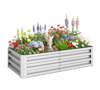 Outsunny Carré Potager de Jardin 120 x 60 x 30,5 cm Argent | Acier Galvanisé, pour Plantes, Légumes, Fleurs