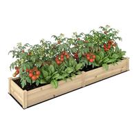 Outsunny Carré Potager de Jardin dim. 244 x 61,5 x 27 cm Feutre de Drainage, séparation Inclus Bois de Sapin