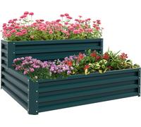 Outsunny Carré potager de jardin jardinière en acier galvanisé lit de jardin surélevé fond ouvert 2 étages pour herbes légumes fruits fleurs 120 x 101 x 58 cm vert