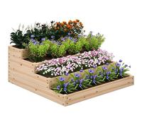 Outsunny Carré Potager de Jardin, jardinière en Bois Massif, lit de Jardin surélevé, sans Fond, 4 étages, pour Herbes légumes Fruits Fleurs, 113 x 113 x 46 cm, Bois Naturel