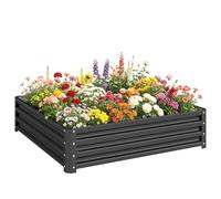Outsunny Carré Potager de Jardin Potager surélevé, bac Potager en Acier galvanisé, jardinière Exterieur résistant à la Rouille 120x120x30cm, pour légumes, Fleurs et Herbes Jardin, Gris