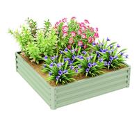 Outsunny Carré Potager de Jardin Potager Surélevé 120x120x30cm Vert Clair | Bac Potager en Acier Galvanisé, Jardinière Exterieur Résistante à la Rouille, pour Légumes Fleurs et Herbes