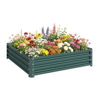 Outsunny Carré Potager de Jardin Potager surélevé, bac Potager en Acier galvanisé, jardinière Exterieur résistant à la Rouille 120x120x30cm, pour légumes, Fleurs et Herbes Jardin, Vert foncé