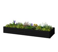 Outsunny Carré potager de jardin rectangulaire jardinière extérieure 241 x 90,5 x 30 cm tôle d'acier ondulée noir