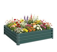 Carré potager de jardin - Outsunny - potager surélevé bac acier galvanisé résistant à la rouille - 120x120x30cm - vert foncé