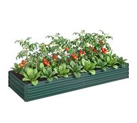 Outsunny Jardinière extérieur Carré Potager de Jardin dim. 241L x 90l x 30H cm tôle d'acier ondulée Vert foncé