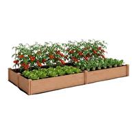 Outsunny Carré Potager en Bois 4 Zones de Culture 234x109x25cm Marron Clair | Lit de Jardin Surélevé, Jardinière Extérieure à Fond Ouvert, Montage sans Outil, pour Légumes et Fleurs