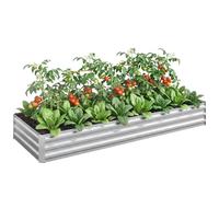 Outsunny Carré Potager en Métal Modulable 241x90,5x30cm Argent | Potager Surélevé, Acier Galvanisé, Jardinière Extérieur Anti-Rouille, pour Légumes et Fleurs