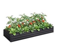 Outsunny Carré Potager en Métal Modulable 241x90,5x30cm Noir | Potager Surélevé, Acier Galvanisé, Jardinière Extérieur Anti-Rouille, pour Légumes et Fleurs