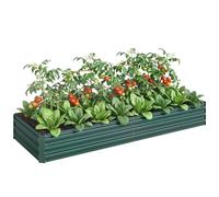 Outsunny Carré potager surélevé 241 x 90,5 x 30 cm Acier galvanisé ondulé Vert foncé
