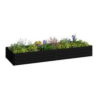 Outsunny Carré Potager en Métal Modulable - Potager Surélevé 241x90,5x30cm en Acier Galvanisé - Jardinière Extérieur Anti-Rouille pour Légumes et Fleurs, Noir