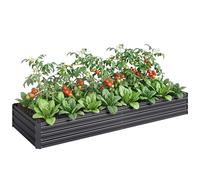 Outsunny Carré Potager en Métal Modulable - Potager Surélevé 241x90,5x30cm en Acier Galvanisé - Jardinière Extérieur Anti-Rouille pour Légumes et Fleurs, Gris