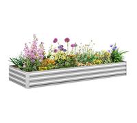 Outsunny Carré Potager en Métal Modulable - Potager Surélevé 241x90,5x30cm en Acier Galvanisé - Jardinière Extérieur Anti-Rouille pour Légumes et Fleurs, Argent
