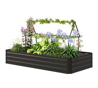 Outsunny Carré potager jardinière rectangulaire en acier galvanisé tuteurs pour tomates et plantes grimpantes 180 x 90 x 29,5 cm
