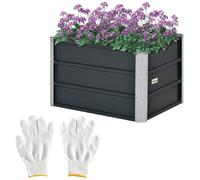Outsunny Carré potager lit de jardin surélevé en acier galvanisé fond ouvert conception extra profonde 66 x 47 x 40 cm gris foncé