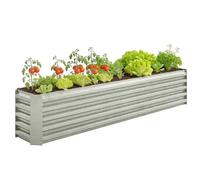 Outsunny Carré Potager, Potager surélevé en Acier galvanisé, Barres de Soutien et plaques d'angle, Fond Ouvert, lit de Jardin surélevé, pour Plantes légumes, Fleurs, 240 x 40 x 45 cm, Gris argenté