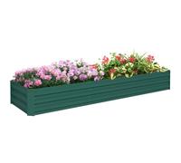 Outsunny Carré Potager Rectangulaire Acier Galvanisé 240x60x30cm Vert | Lit de Jardin Surélevé, Fond Ouvert, Jardinière avec Coins de Protection