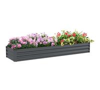 Carré potager rectangulaire dim. 240 x 60 x 30 cm tôle d'acier ondulé anthracite