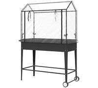 Outsunny Carré potager sur pieds avec bâche en PVC jardinière surélevée avec roues trou de drainage 100 x 45 x 152 cm noir