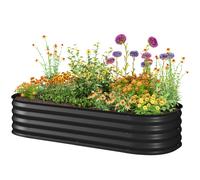 Outsunny Carré Potager Surélevé en Acier Noir Modulable pour Plantes et Fleurs 150x62x30cm Aosom France