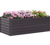 Outsunny CarršŠ potager de jardin rectangulaire tubes de renforcement acier galvanisšŠ 180 x 90 x 59 cm gris foncšŠ