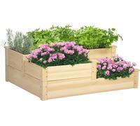 Outsunny CarršŠ potager en bois, jardiniššre extšŠrieure en escalier, 3 niveaux, zones sšŠparšŠes, design sans fond, 108 x 88 x 36 cm, bois naturel