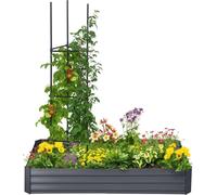 Outsunny CarršŠ potager jardiniššre rectangulaire en acier galvanisšŠ grande capacitšŠ 180 x 90 x 29,5 cm avec tuteurs pour tomates et plantes grimpantes