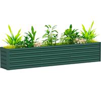 Outsunny CarršŠ potager, potager suršŠlevšŠ en acier galvanisšŠ, barres de soutien et plaques d'angle, fond ouvert, lit de jardin suršŠlevšŠ, pour plantes lšŠgumes, fleurs, 240 x 40 x 45 cm, vert