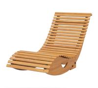Outsunny Chaise à bascule - Rocking chair d'extérieur jardin avec siège à lattes et dossier haut en bois