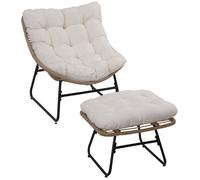 Outsunny - Chaise avec repose-pieds - Polyester - 69x76x70cm - Bois naturel